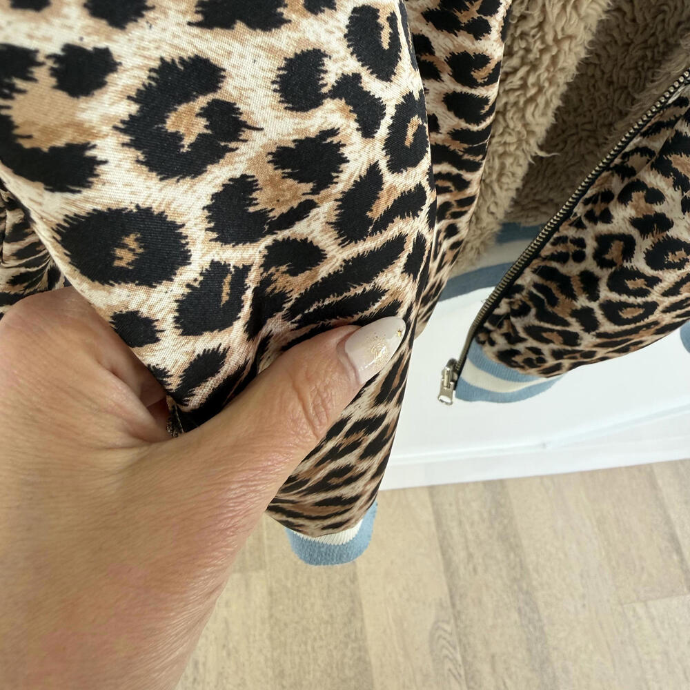 Daydreamer Faux Shearling Bomber Jacket Reversible Leopard Print Lining - Picture 5 of 5